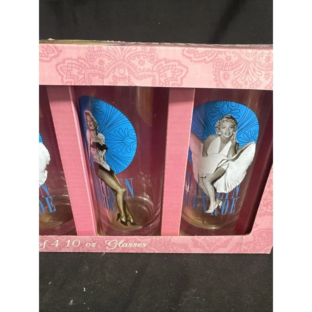 Marilyn Monroe Seven Year Itch Glasses Blue Drink Dinner Glass Set Of 4